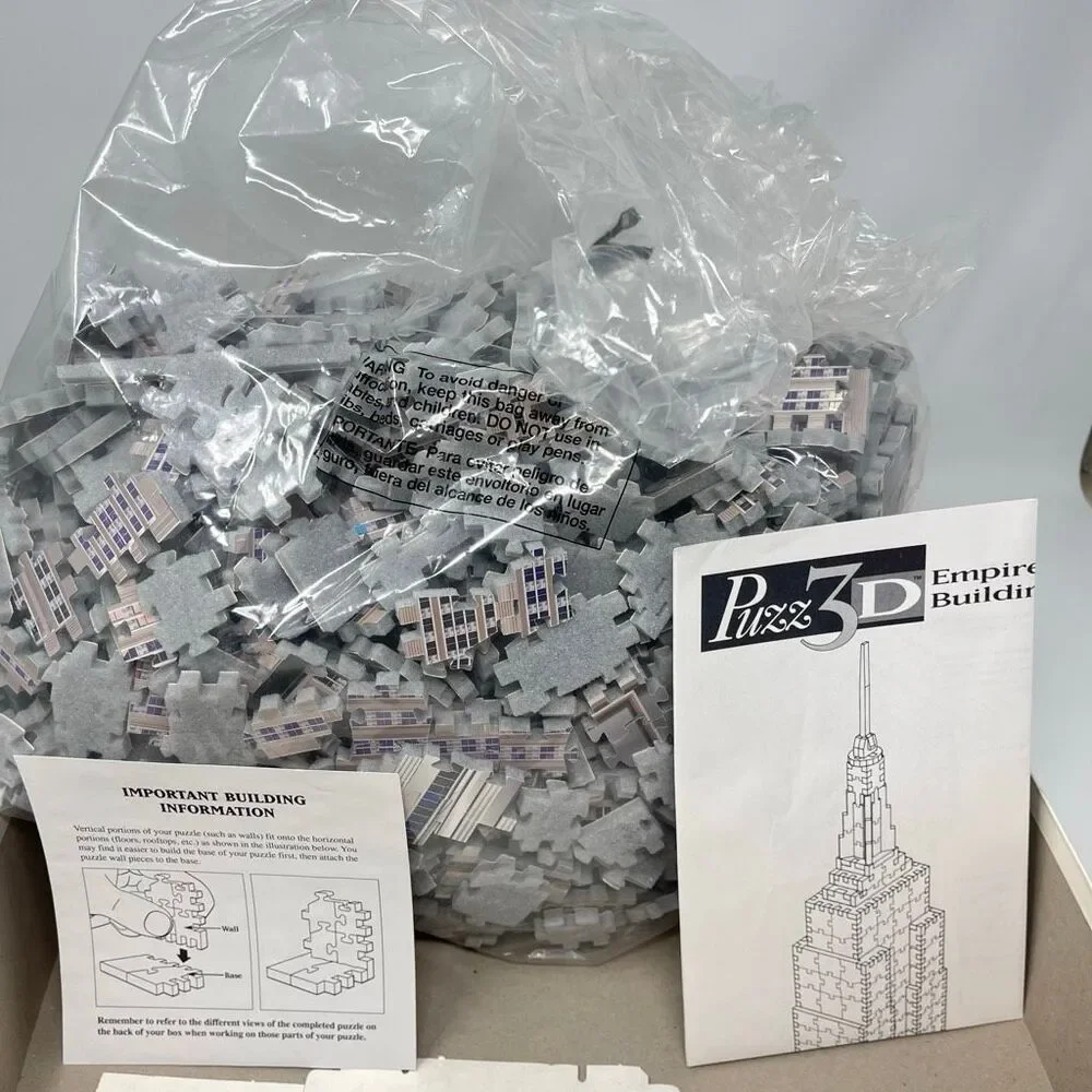 Puzz 3d Empire State Building NYC 902 Puzzle Wrebbit Milton Bradley 3 Foot